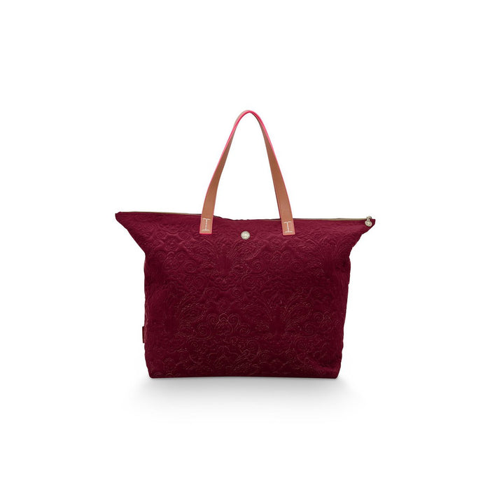 Tote Bag Velvet Quiltey Days Red 66x20x44cm