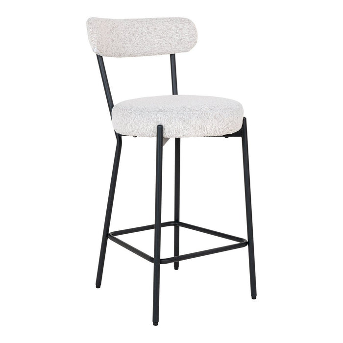 Badalona Counter Chair - Bar stool, white bouclé with black legs, HN1270