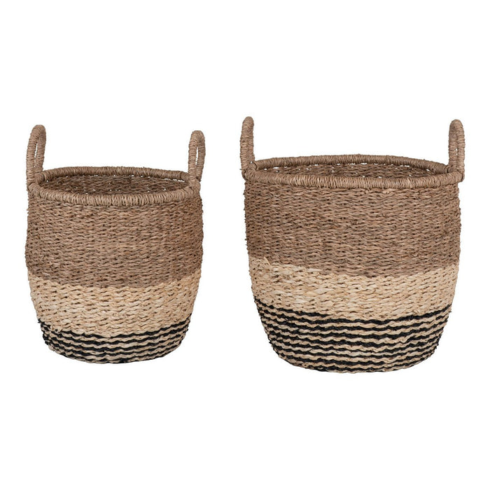 Lima Basket - Seagrass Basket, Natural/Brown/Black, Set of 2