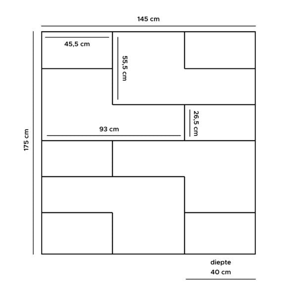 Vakkenkast Huub Wit 210 x 145 cm – Roomdivider