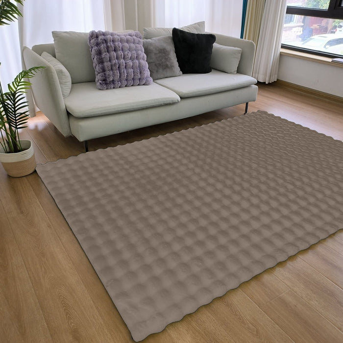 Fluffy Rug 3D Taupe 200x290CM