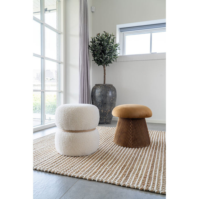 Milford Pouf - Pouf in curly, white, Ø38x41 cm