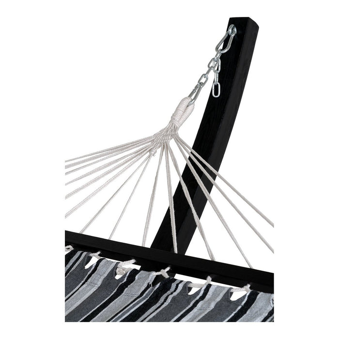 Tripoli Hammock - Hammock on wooden stand, larch, polyester/cotton, black/grey/white