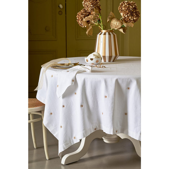 Table Cloth Embroidery Stars Gold 160x250cm