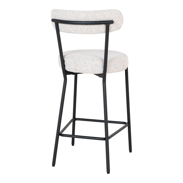 Badalona Counter Chair - Bar stool, white bouclé with black legs, HN1270