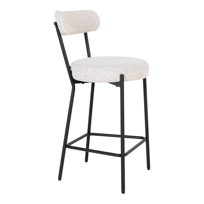 Badalona Counter Chair - Bar stool, white bouclé with black legs, HN1270