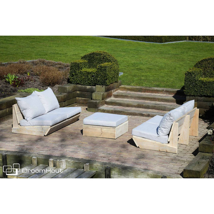 Loungeset Montecastelli - 4-zits loungebank + hocker voordeelset