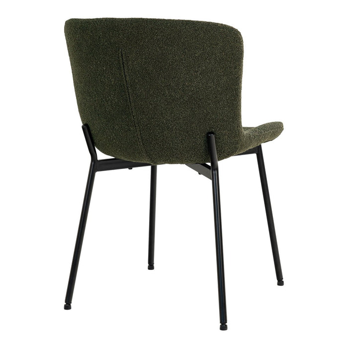 Chaise de salle à manger Maceda - Chaise de salle à manger en boucle, vert foncé avec pieds noirs - Lot de 2