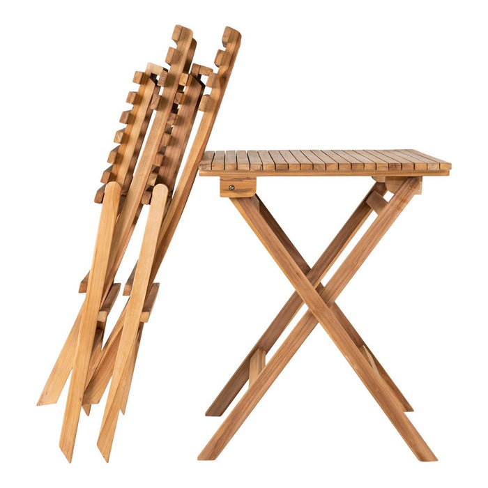 Cuenca Caféset - Caféset, 2 stoelen en 1 tafel, teakhout, naturel