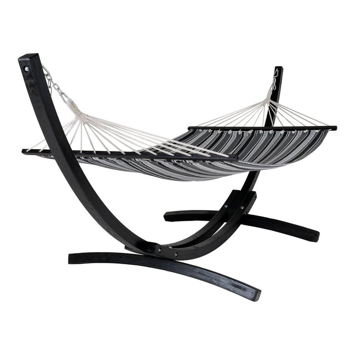 Tripoli Hammock - Hammock on wooden stand, larch, polyester/cotton, black/grey/white