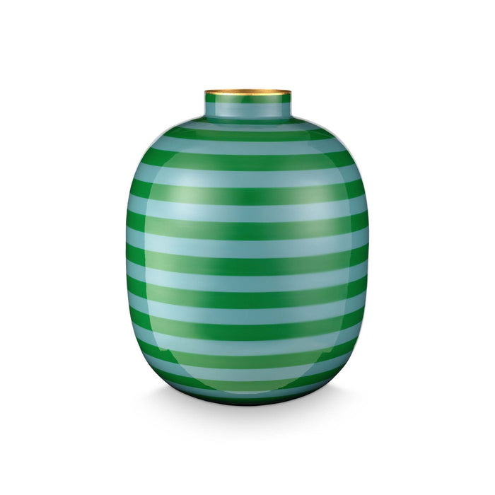 Vase Metal Stripes Green 32cm