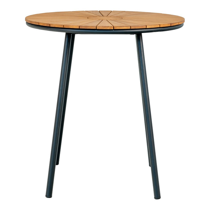 Cleveland Café Table - Café Table, teak table top, natural, black legs, ø70x74 cm