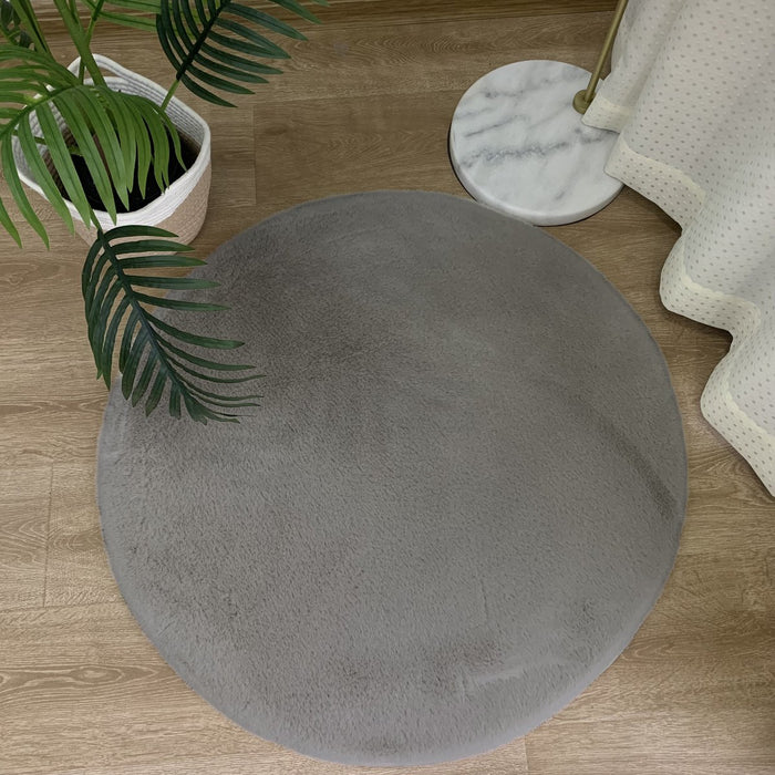 Fluffy Vloerkleed Rond Dark Grey 160x160CM