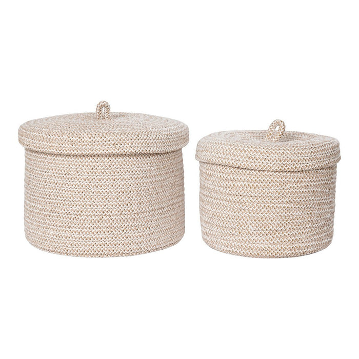 Sebal Basket - Basket with lid, cotton, beige, set of 2