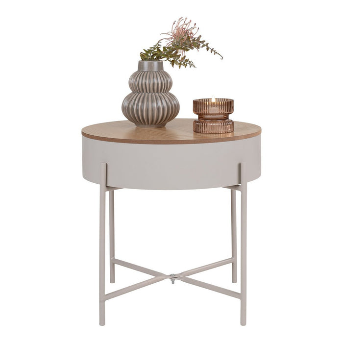 Sisco Side Table - Table d'appoint en acier thermolaqué beige-gris clair, Ø40x40 cm