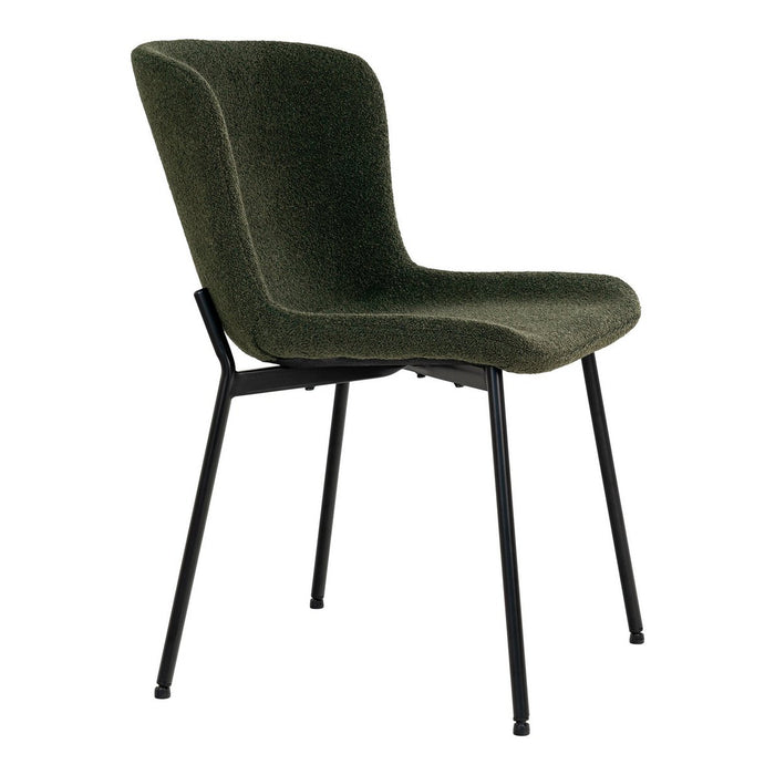 Chaise de salle à manger Maceda - Chaise de salle à manger en boucle, vert foncé avec pieds noirs - Lot de 2