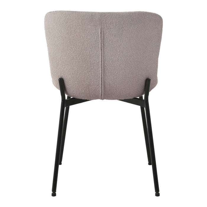 Maceda Dining Chair - Eetkamerstoel in bouclé, beige met zwarte poten - Set van 2