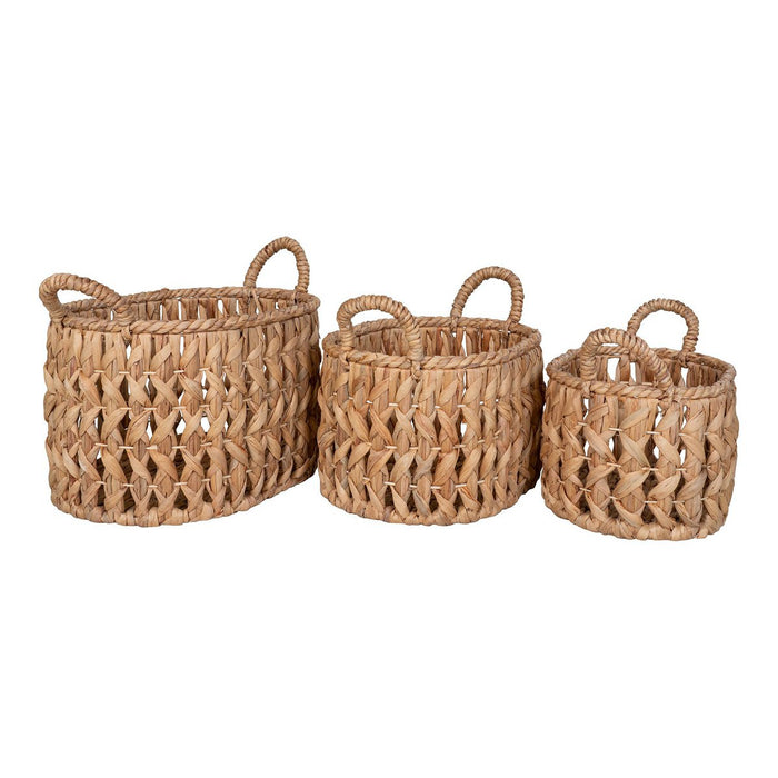 Balerma Basket - Panier avec anses, jacinthe d'eau, naturel, lot de 3