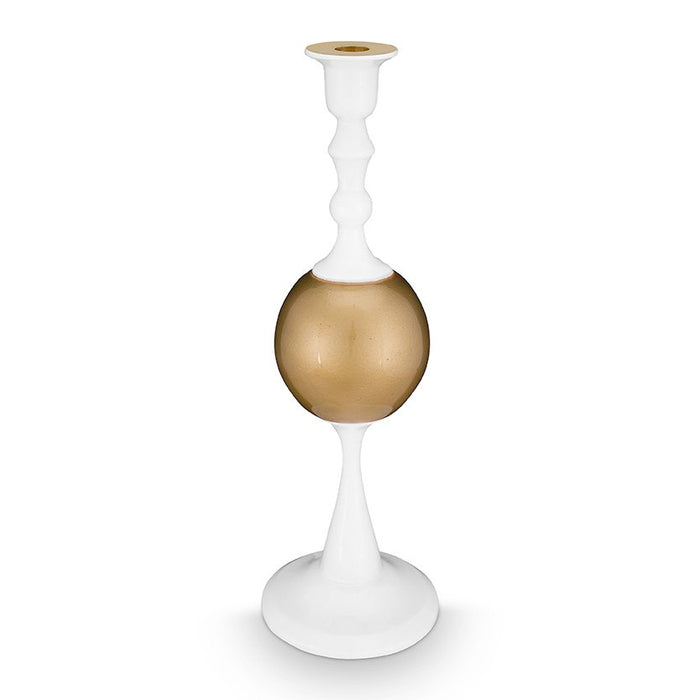 Candle Holder Metal Sphere Medium White-Gold 37cm