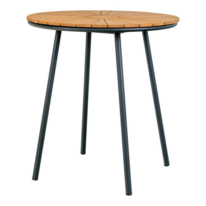 Cleveland Café Table - Café Table, teak table top, natural, black legs, ø70x74 cm