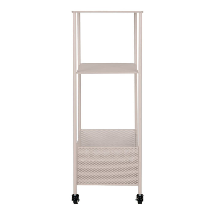 Torres Metal Cart - Metal cart, steel, sand, 3 shelves, 35x35x100 cm