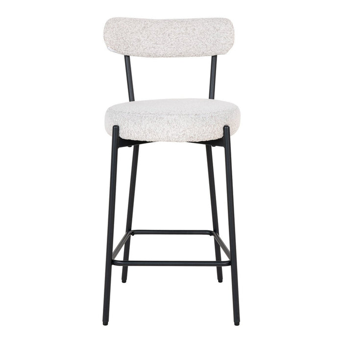 Badalona Counter Chair - Bar stool, white bouclé with black legs, HN1270