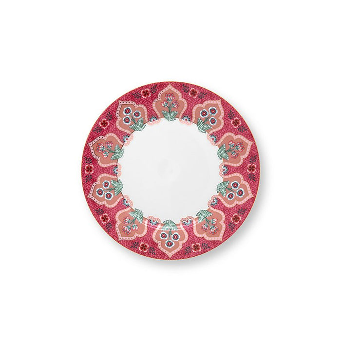 Set/4 Plates Flower Festival Deco Dark Pink 21cm