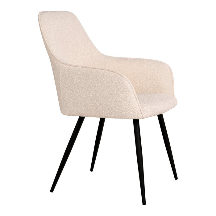 Harbo Dining Chair - Chaise de salle à manger en boucle, blanche avec pieds noirs - lot de 2