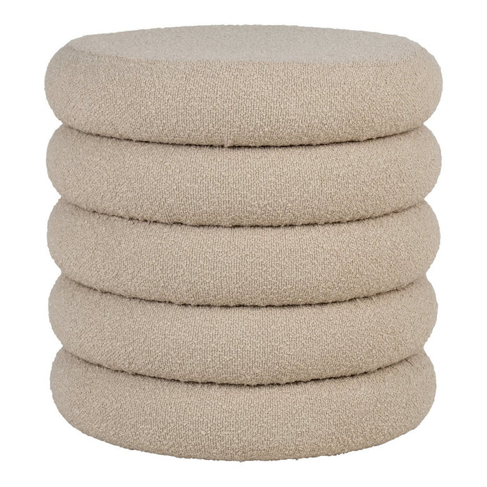 Brooklyn Pouf - Pouf avec rangement, frisé, beige, Ø44x44 cm