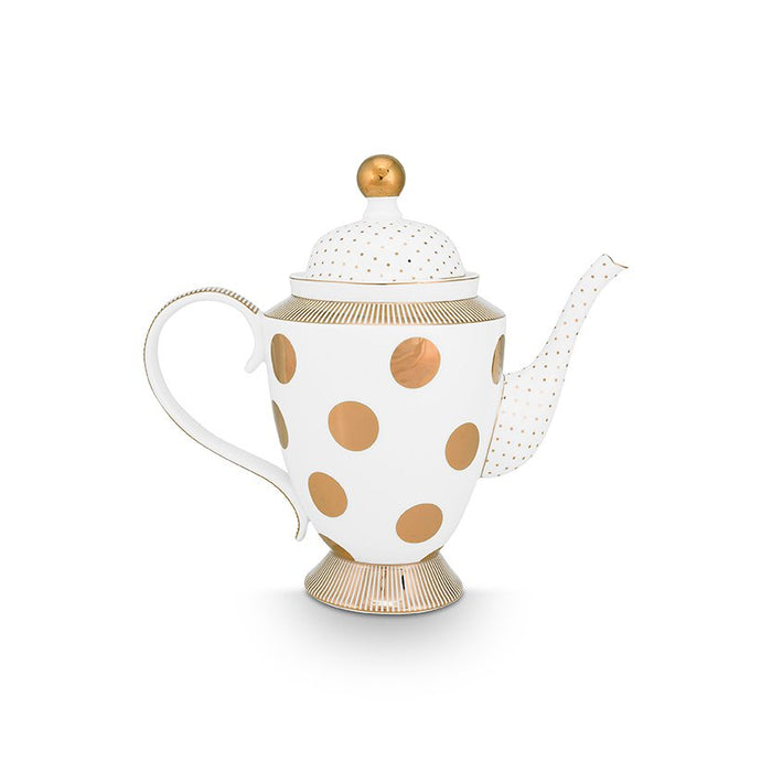 Teapot Dot Delight White-Gold 1.25ltr