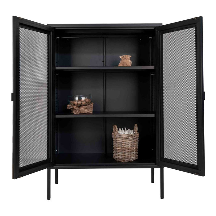 Melbourne Display Cabinet - Vitrine en noir avec porte grillagée