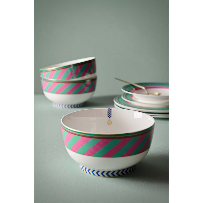 Bowl Chique Stripes Pink-Green 20.5cm