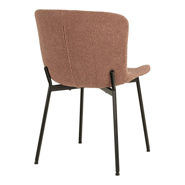 Maceda Dining Chair - Dining chair in bouclé, rust with black legs - Set of 2