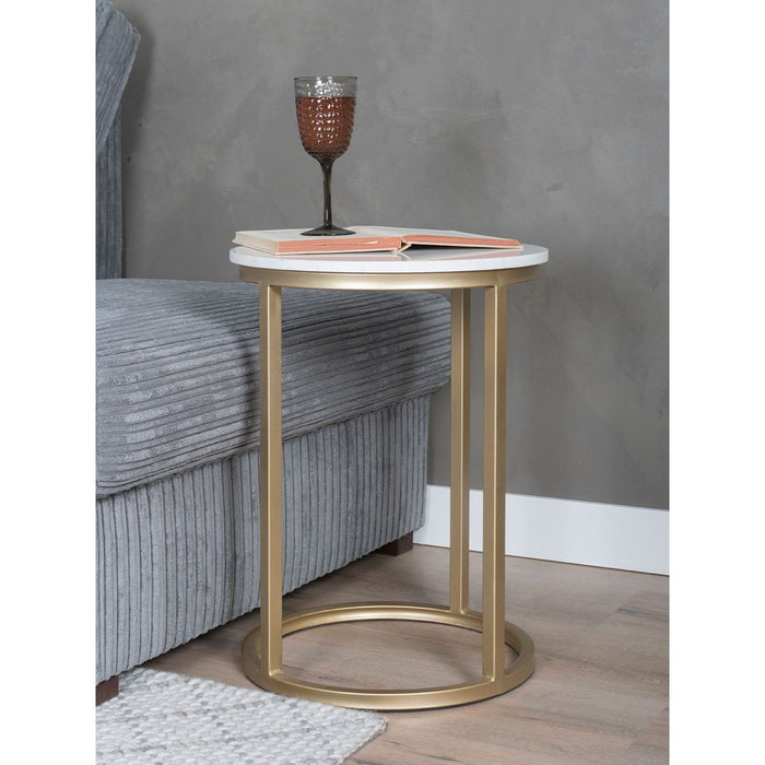 Laptoptafel Mitch Marmer Rond - Wit/Goud