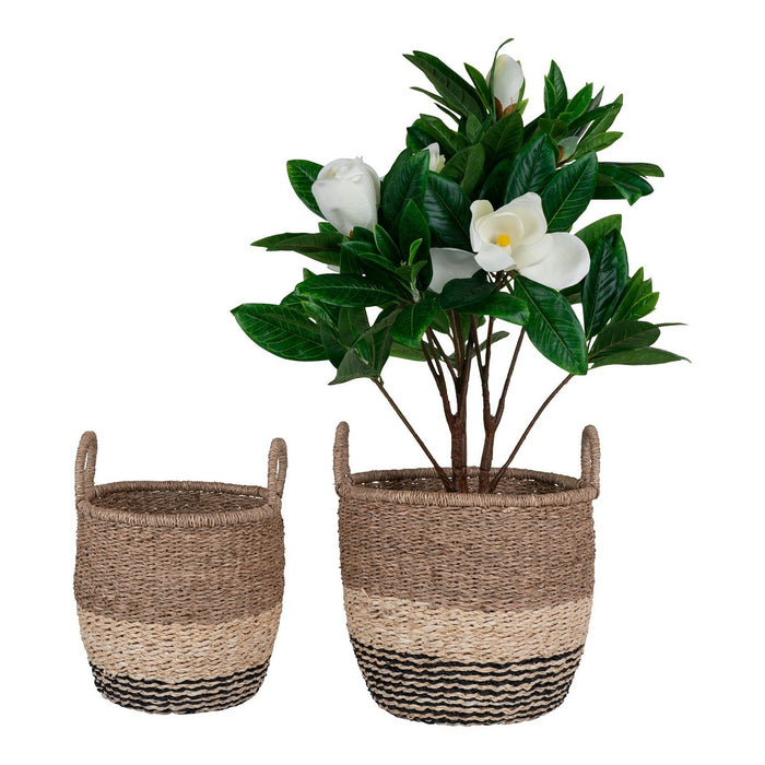 Lima Basket - Seagrass Basket, Natural/Brown/Black, Set of 2