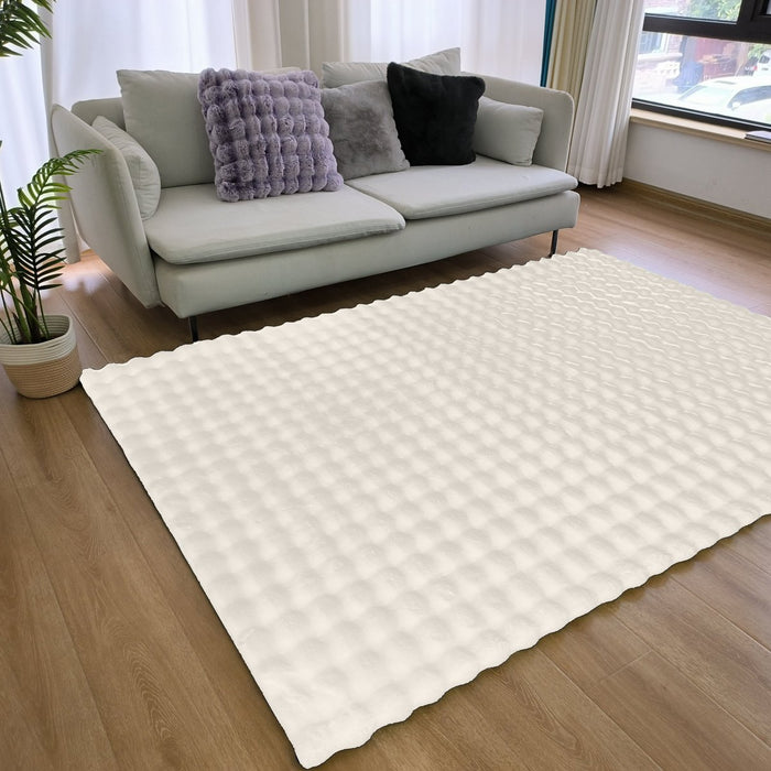 Fluffy Vloerkleed 3D Creme 80x150CM