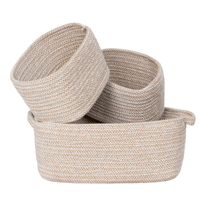 Teixo Basket - Panier, coton, beige, lot de 3