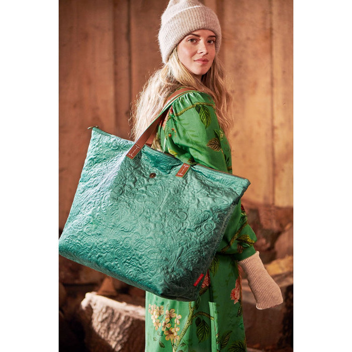 Tote Bag Velvet Quiltey Days Green 66x20x44cm