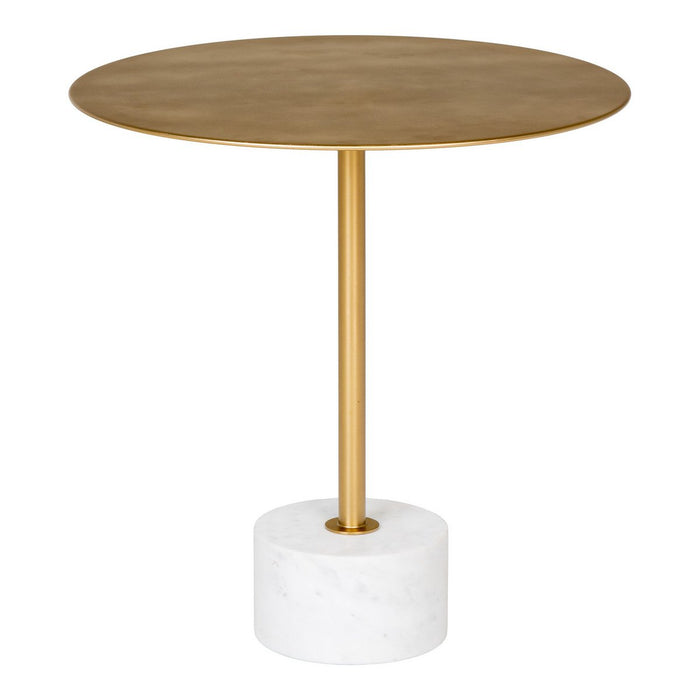 Table d'appoint Lecco - Table d'appoint en laiton et marbre Ø51x52 cm