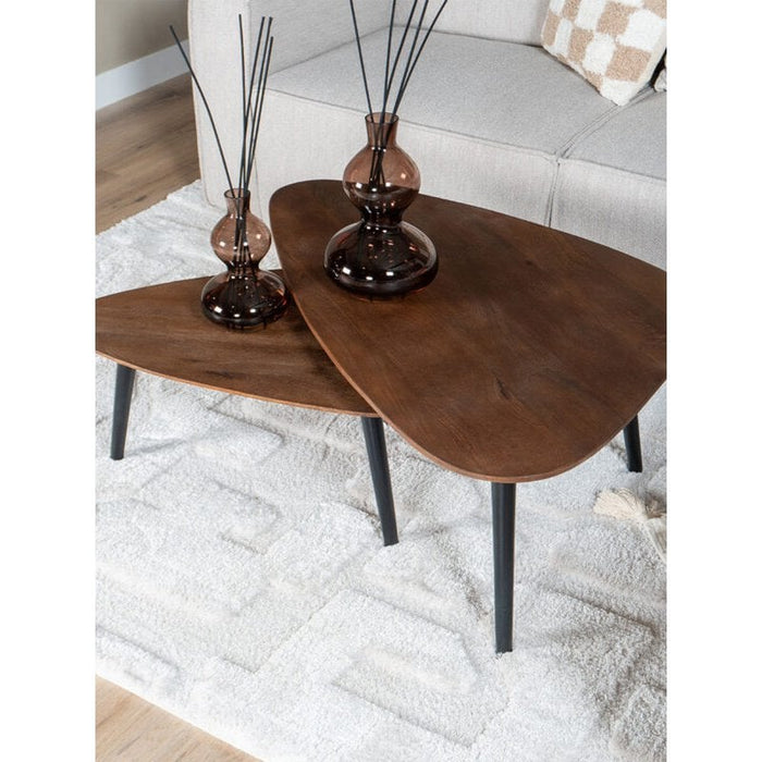 Coffee table Jamal – Espresso Mango wood – Set of 2