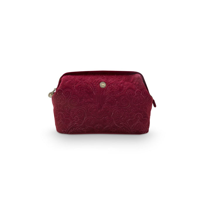 Cosmetic Purse Extra Large Velvet Quiltey Days Red 30x20.7x13.8cm