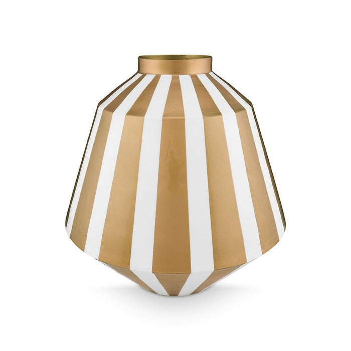 Vase Metal Stripes White-Gold 35cm