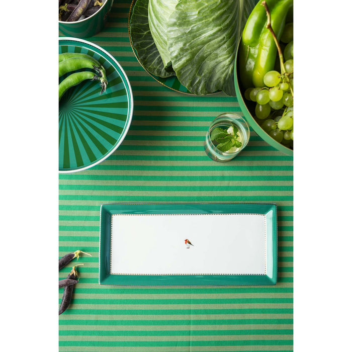 Cake Tray Rectangular Love Birds Emerald 33.3x15.5cm