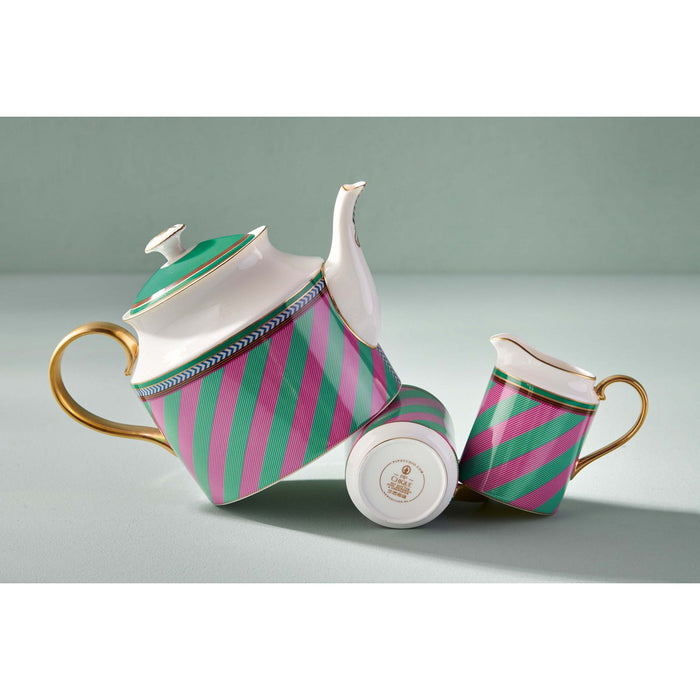 Tea Pot Large Chique Stripes Pink-Green 1.8ltr