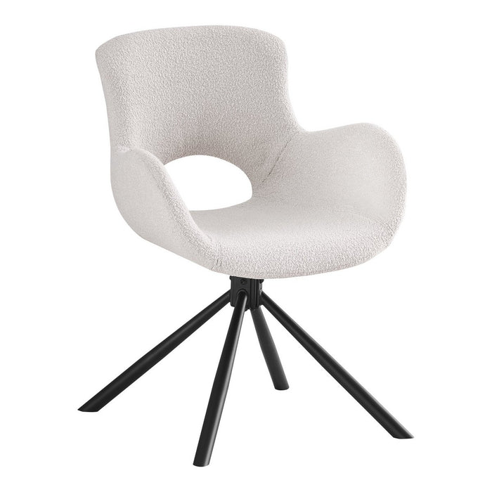 Amorim Dining Chair - Dining room chair, in bouclé off-white with rotary knob - Set of 2