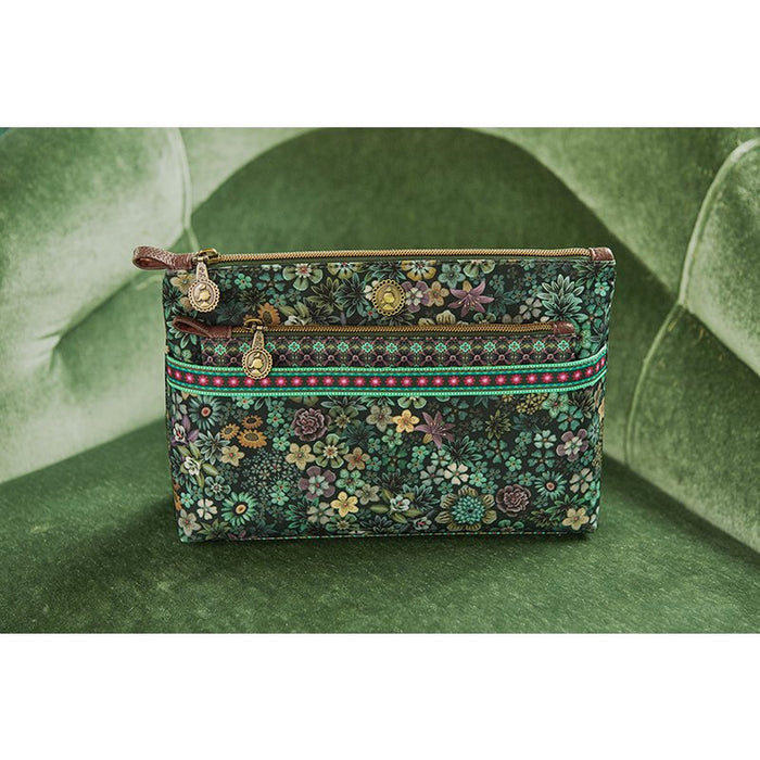 Cosmetic Bag Combi Tutti i Fiori Green 26x18x7.5cm/22x13x1cm