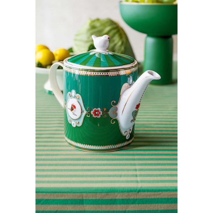 Teapot Love Birds Medallion Emerald-Green 1.3ltr