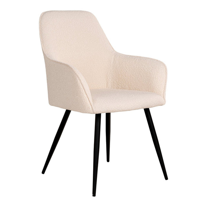 Harbo Dining Chair - Chaise de salle à manger en boucle, blanche avec pieds noirs - lot de 2