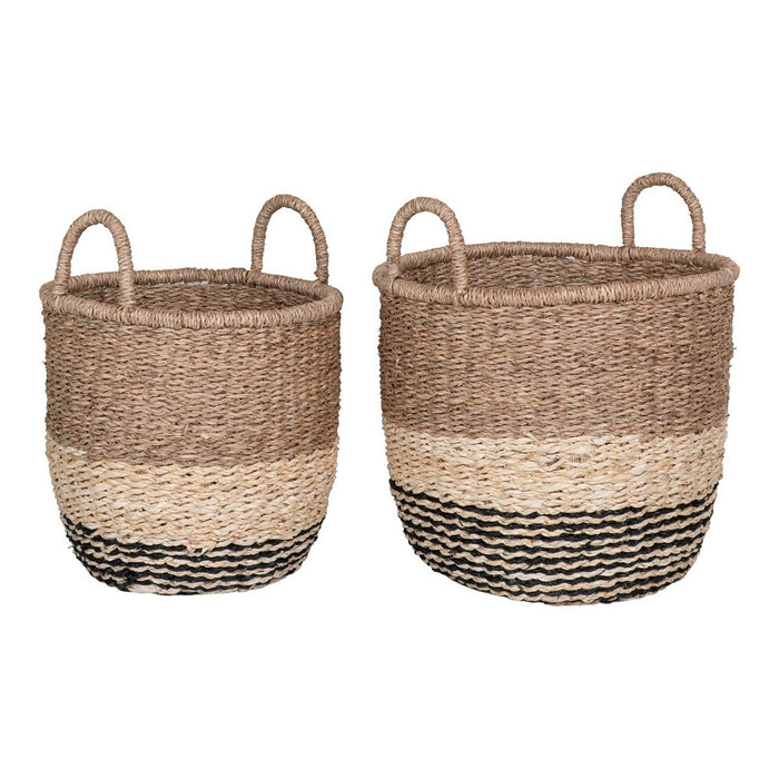 Lima Basket - Seagrass Basket, Natural/Brown/Black, Set of 2