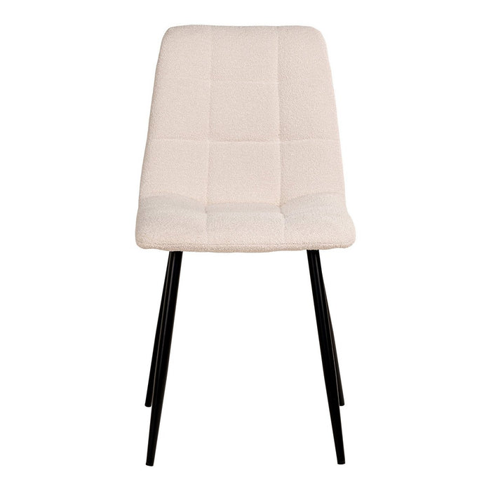 Middelfart Dining Chair - Eetkamerstoel in bouclé, wit met zwarte poten, HN1232 - set van 2